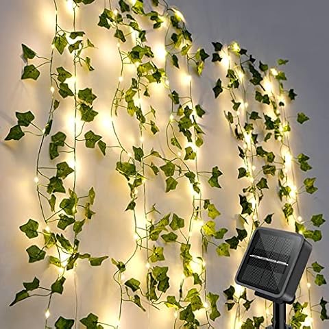 GuKKK Guirnaldas Luces Exterior Solar de Hiedra Artificial 100LED 10M Cover