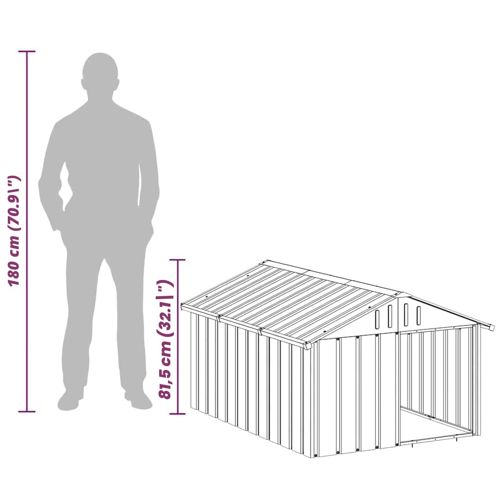 vidaXL Niche pour Chien avec Toit, Cage pour Chien Entrée Ouverte, Maison Jardin Terrasse, Anthracite Acier Galvanisé