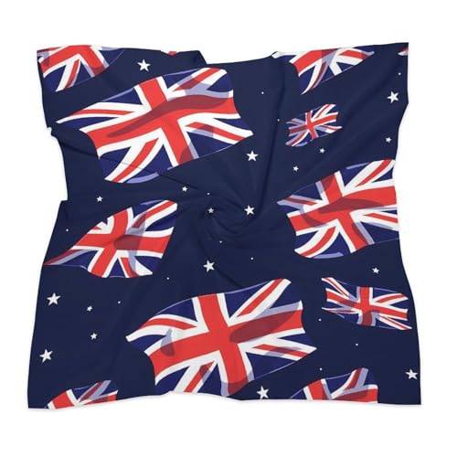 UK British Union Jack Print Womens Silk Scarf Soft Bandana Head Scarf Hair Warp3
