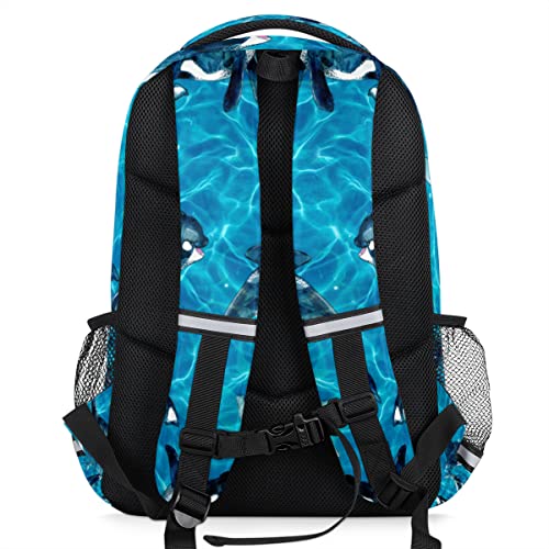 Ocean Sea Kill Whale Orca Backpack for Men Women Lightweight Laptop College School Bookbag Casual Daypack for Travel Hiking Camping with Reflective Strip3