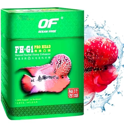 Image of VAYINATO Ocean Free FH-G1 Pro Head Flowerhorn Fish Food Pellets 120g | Natural Nuchal Hump Enhancer | High Protein Hormone-Free Formula | Premium Food for Flowerhorn Fish