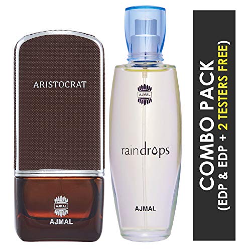 Ajmal Aristocrat EDP Citrus Woody Perfume 75ml for Men and Raindrops EDP Floral Chypre Perfume 50ml for Women - Image 2