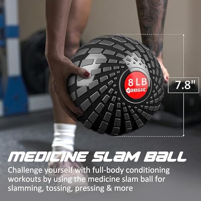 Slam Ball 8 lbs Medicine Ball Weighted Balls for Exercise and Workout, Strength, Cardio, Cross-Training and Core Workouts