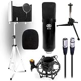 AxcessAbles Music Recording Mic Isolation Shield with Stand and Professional Studio Condenser XLR Mi