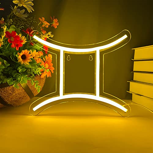 Image of The Zodiac Horoscope Neon Sign, Gemini LED Neon Signs for Wall Decor, Astrology Zodiac Horoscope Neon Lights Beautiful Spiritual, Birthday Party, Home Kids Room Decor Gemini
