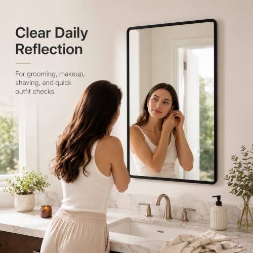 Image of pertetey 60 x 28 in Rounded Rectangle Bathroom Mirror