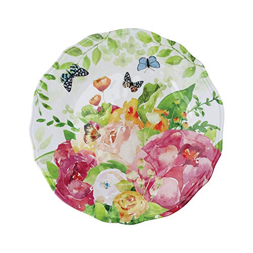 UPware-12-Piece-Melamine-Dinnerware-Set-Includes-Dinner-Plates-Salad-Plates-Bowls-Service-for-4-Rose-Garden UPware 12 Piece Melamine Dinnerware Set Includes Dinner Plates Salad Plates Bowls Service for 4 Rose Garden