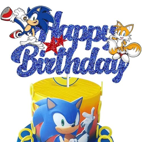 Jofiesu Cartoon Birthday Cake Toppers Cartoon Party Decorations - cake topper cupcake toppers for Birthday Party Decorations (Navy)
