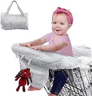 2-in-1 Shopping Cart Cover and Highchair Cover for Baby, Large Size with Sippy Cup Holder, Cell Phone Storage, Shower Gift Idea