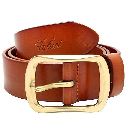 Falari Men's Leather Belt 38mm Light Brown 34-36 9002-LBN-M