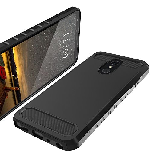 LK Case for LG Stylo 4, LG Q Stylus, [Carbon Fiber] Shock Absorption Hybrid Armor Defender Protective Case Cover for LG Stylo 4/LG Q Stylus - Black