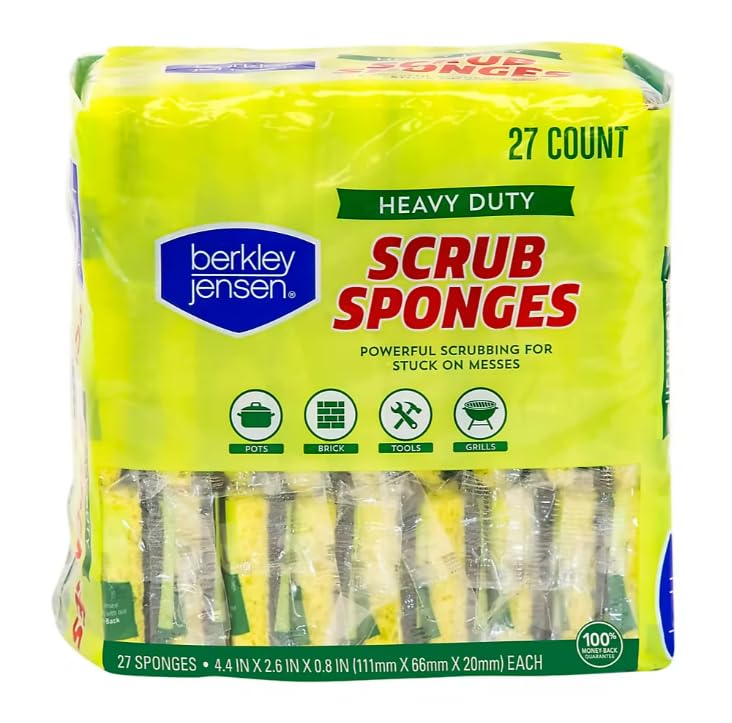Image of Berkley Jensen Heavy Duty Cellulose Scrub Sponges, 27 ct., Yellow / Green