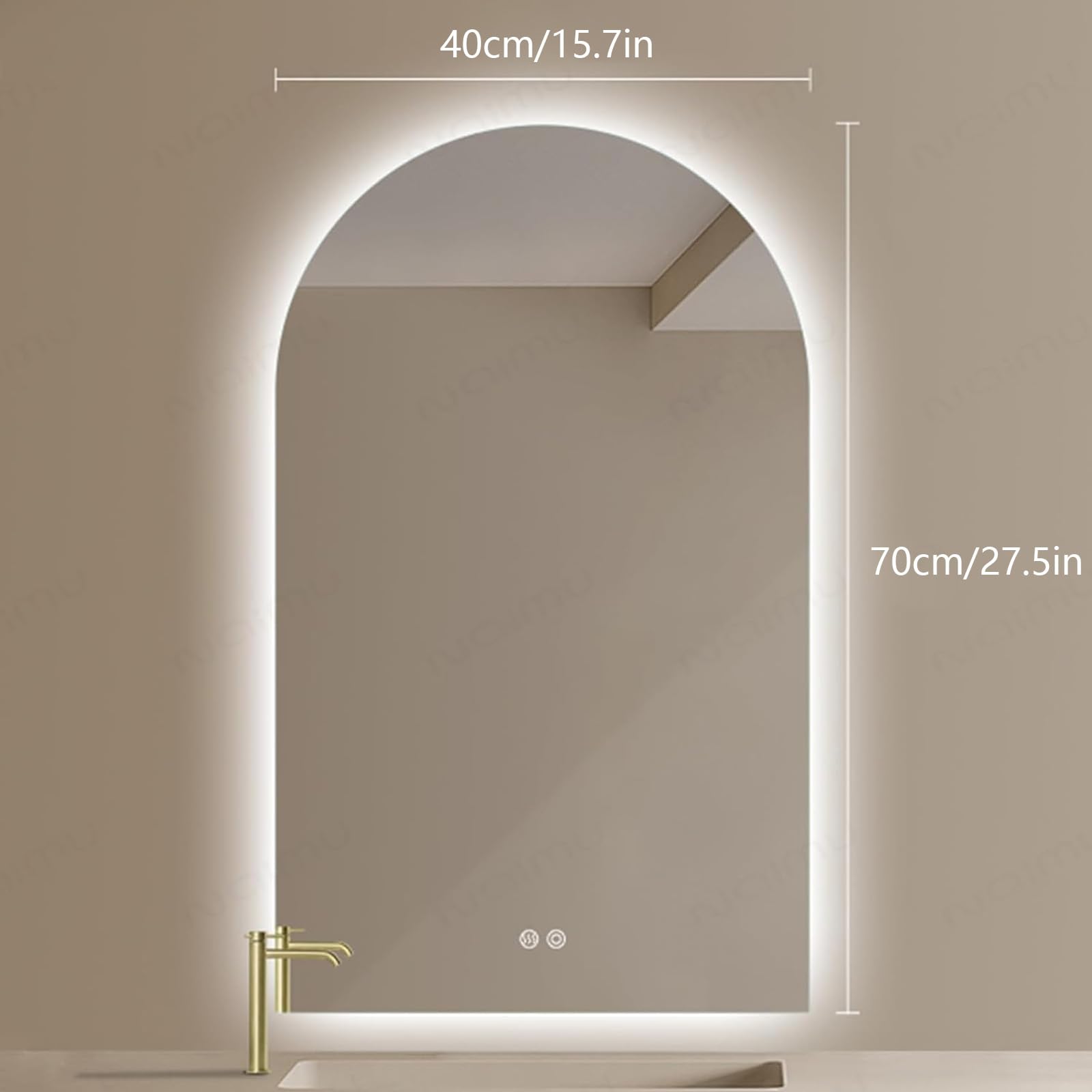 Ovaler LED-Badezimmerspiegel – Wandmontage, gewölbtes Design, intelligente Demister-Funktion, 3 Farb-Beleuchtung, bruchsicher, klein, schwarz, moderne Badezimmer-Dekoration