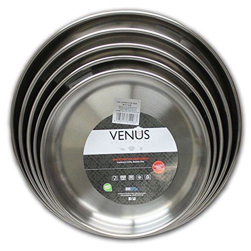 Venus Stainless Steel Cooking Pans - Set of 5 Round Tapsia Pans - 18/10 Stainless Steel