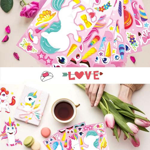Image of Make Your Own Unicorn Stickers, Make a Face Sticker, Pink Unicorn Stickers