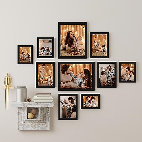 Image of Art Street Large Collage Wall Photo Frame Individual Picture Frame Set For Living Room, Decorative Wall Hanging Home Decor - Set Of 10 (4x6, 5x7, 6x8, 8x10 Inch, Black)