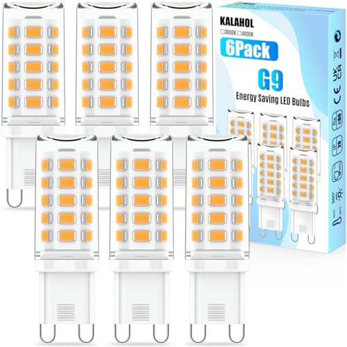 KALAHOL 6 Pack G9 LED Bulbs Warm White 4W 3000K No Flicker Equivalent to 40W Halogen 400LM Non-Dimmable Energy Saving G9 LED Light Bulbs for Decoration Office Home Lighting Decor and More