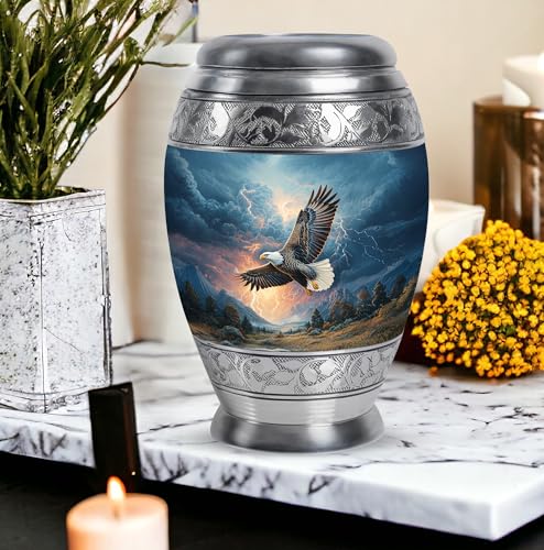 Image of Eagle Urn for Ashes Decorative Urns for Funeral 10 Inch Large | Decorative Urns for Funeral, Large Cremation Urn for Ashes Adult Male, Unique Urns for Human Ashes Adult Female
