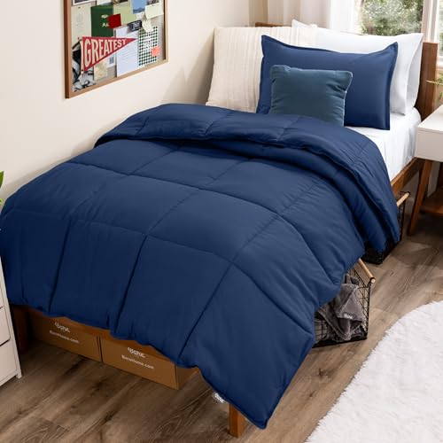 Bare Home Comforter Set - Ultra-Soft - Goose Down Alternative - Premium 1800 Series - All Season Warmth (Twin/Twin XL Dark Blue)