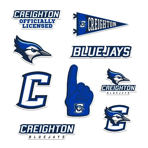 Image of Creighton University 8ct Vinyl Large Deluxe Stickers Variety Pack - Laptop, Water Bottle, Scrapbooking, Tablet, Skateboard, Indoor /Outdoor - Set of 8