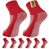 SukModen Krankenhaussocken mit Doppelprofil – 3 Paar Rutschfeste Stoppersocken mit Noppen Sturzschutz Slipper Socken für Männer und Frauen, Anti-Rutsch Haussocken für Pflege, Reha & Zuhause