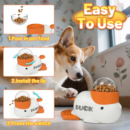 Interaktives Hundespielzeug 2 in 1 Slow Feeder Entenform Interaktive Futterspender Hundespielzeug Intelligenz Reduziert Blähungen fördert eine gesunde Ernährung für Haustiere Hunde und Katzen