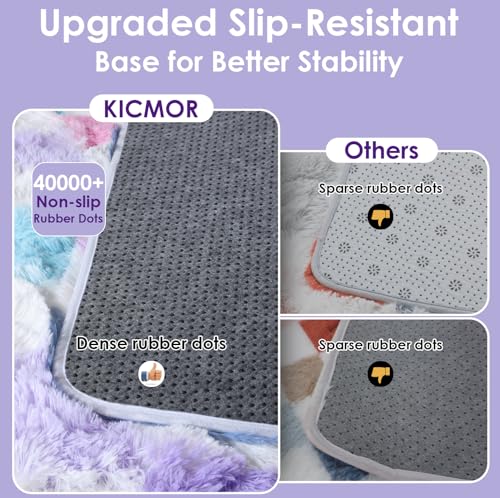 Image of KICMOR Purple Rainbow Checkered Rugs for Living Room, Fluffy Soft 8x10 Area Rugs Colorful Fuzzy Shag Shaggy Bedroom Carpet, Cute Indoor Plush Rug for Kids Girls Dorm Nursery Home Decor Aesthetic