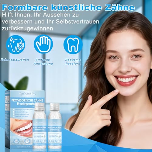 Temporäre Zahnfüllung Reparatur Kit 50ml, Zahnreparatur Perlen für temporäre Fixierung Füllung gebrochene Zähne Formbare Zähne