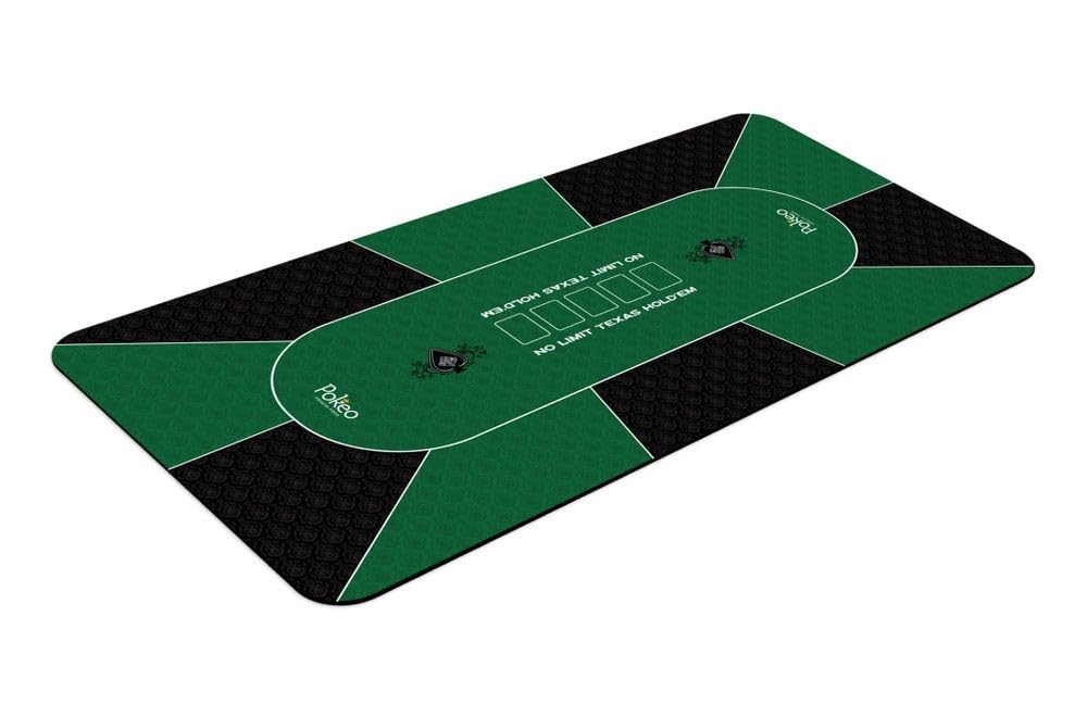 Tapis Poker 180x90 cm Vert Motif - Tapis de Poker Rectangulaire - Tapis de Cartes à Jouer - Tapis de Jeux de Cartes - Tapis Jeu Poker