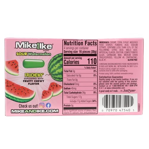Mike and Ike Sour Watermelon Theater Boxes, caramelos 4.25 oz x3 miniatura 2