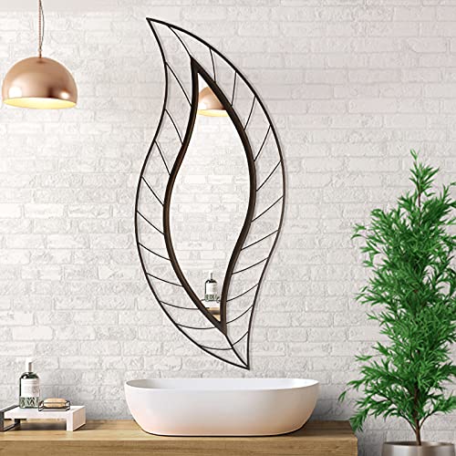 ironsmithn Specchio da parete decorativo a forma di foglia,...
