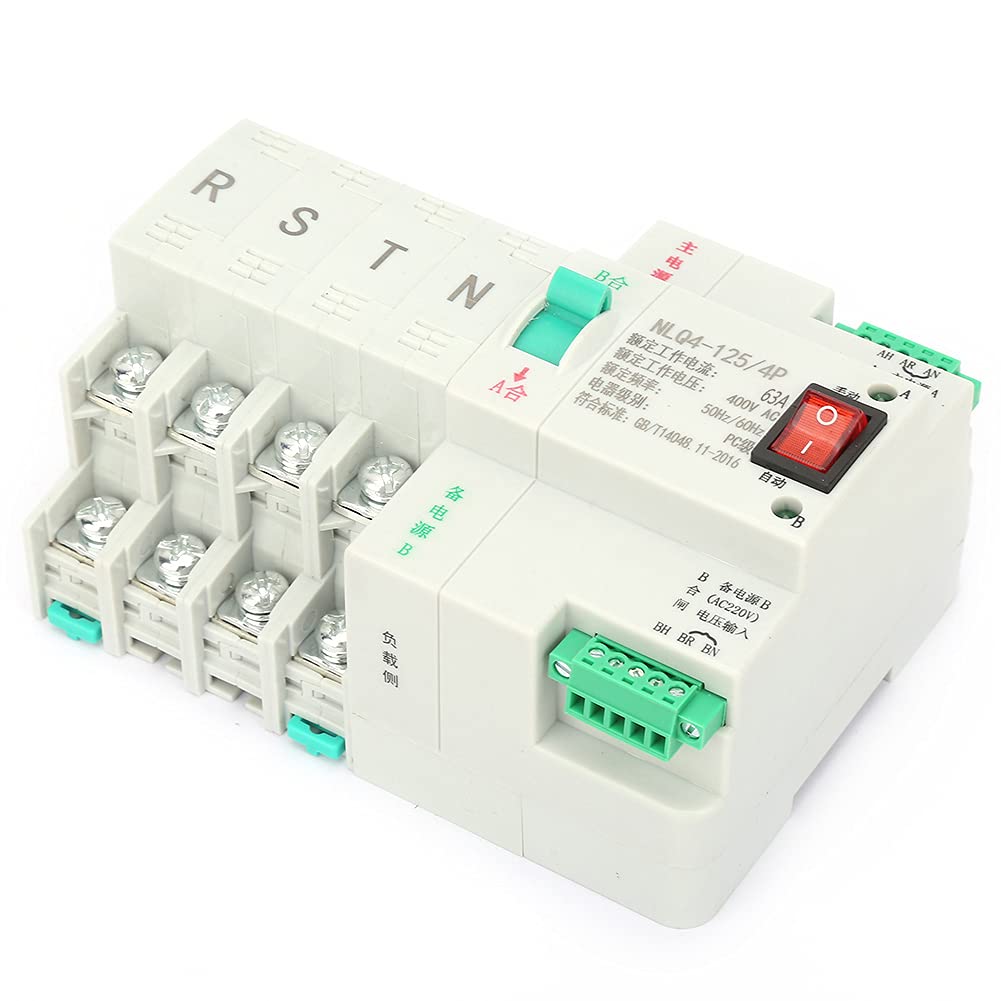 Interruttore di trasferimento Automatico a Doppia Alimentazione, Interruttore di trasferimento Doppio in Materiale ignifugo Stabile con 4P for Lavoratore for l'industria(63A)(63A)