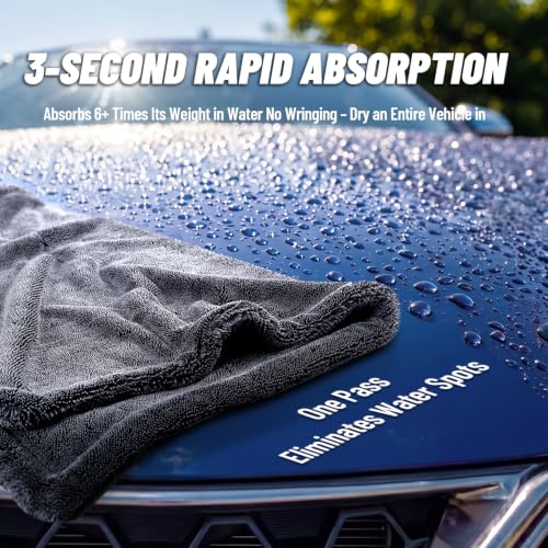 AetherAuto 𝟏𝟑𝟎𝟎GSM Car Drying Towels: 2-Pack 36