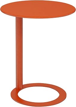 Modern Orange Metal C-Shape Side Table, 48x69cm/18.9x27.2in, End Table, Living Room, Bedroom