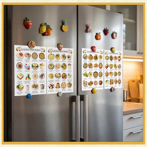 Image of Sinload 12 Pcs No Gallbladder Diet Plan Gifts Gallbladder Removal Health Diet Chart Gallstone Meal List Poster for Beginners Calm Digestion Kitchen Bedroom Living Room