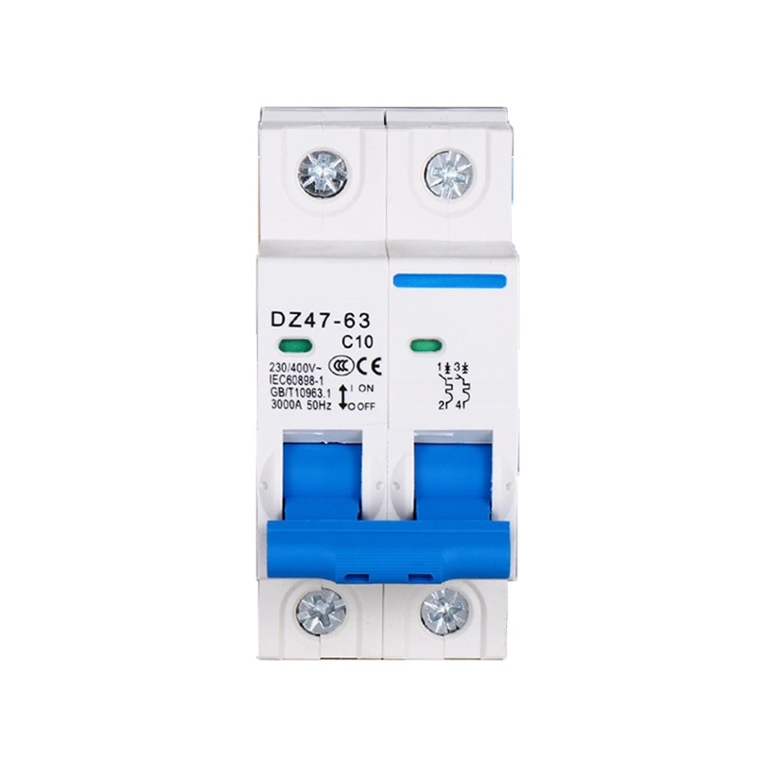 JNVFTCUX DZ47-63 10A 16A 20A 25A 32A 40A 50A 63A 2P AC 400V Mini Circuit Breaker MCB Cutout Switch 1Pcs(25v)