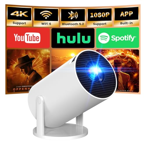 App intégrée - Vidéoprojecteur 4K 1080P, Mini Projecteur Portable Full