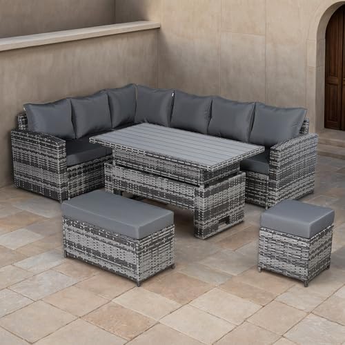 Club Rattan Harlow Range L Shape Garden Corner Sofa set with Rising