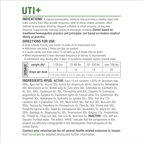 Image of HomeoPet UTI+ Urinary Tract Supplement for Dogs and Cats, 15 Milliliters
