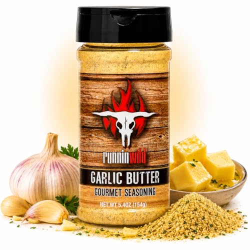 Image of Premium Garlic Butter Seasoning for Steak, Chicken, Seafood, Pasta & Garlic Bread | Rich Buttery Garlic Flavor Boost that Transforms Any Meal | No MSG added, No Artificial Flavors | Runnin' Wild Foods, 5.4 oz