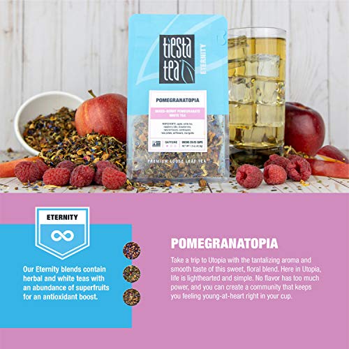 Tiesta Tea - Pomegranatopia, Mixed-Berry Pomegranate White Tea, Loose Leaf, Up To 200 Cups, Make Hot Or Iced, Low Caffeine, 8 Ounce Resealable Bulk Pouch #TOP2