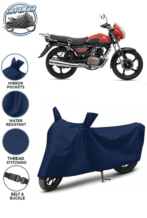 Image of Waterproof Bike Cover for TVS Radeon | All Weather Protection from Rain, Dust, UV Rays & Scratches with Mirror Pockets & Buckle Belt | Radeon Bike Cover