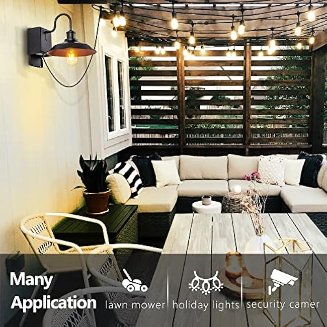 Outdoor Lights Fixture with GFCI Outlet, Black Porch Light, Waterproof Exterior Barn Wall Lights Fixture, Industrial Farmhouse Wall Sconce Wall Mount, Outside Lights for House,Patio Garage