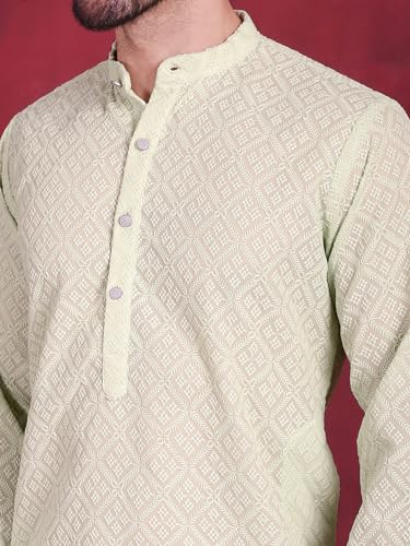 Image of Jompers Men's Regular Fit Georgette Chikankari Embroider Kurtas