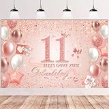 11. Geburtstag Deko Banner Mädchen Roségold - Alles Gute zum Geburtstag Hintergrund Banner, Große Geburtstagsbanner für 11 Jahre Geburtstagsdeko 180 x 110cm
