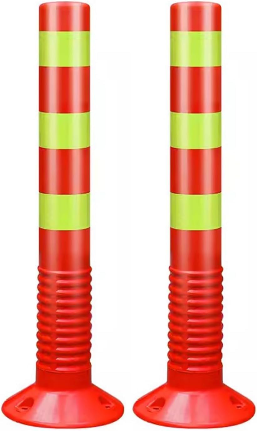 Aioneer Traffic Cone Safety Barrier Reflective Parking Cones, 30In Traffic Delineator Safety Post For Parks/Garden Pathways/Streets, Commercial Flexible Caution Cones Bollard Pos-Red-2 Pack