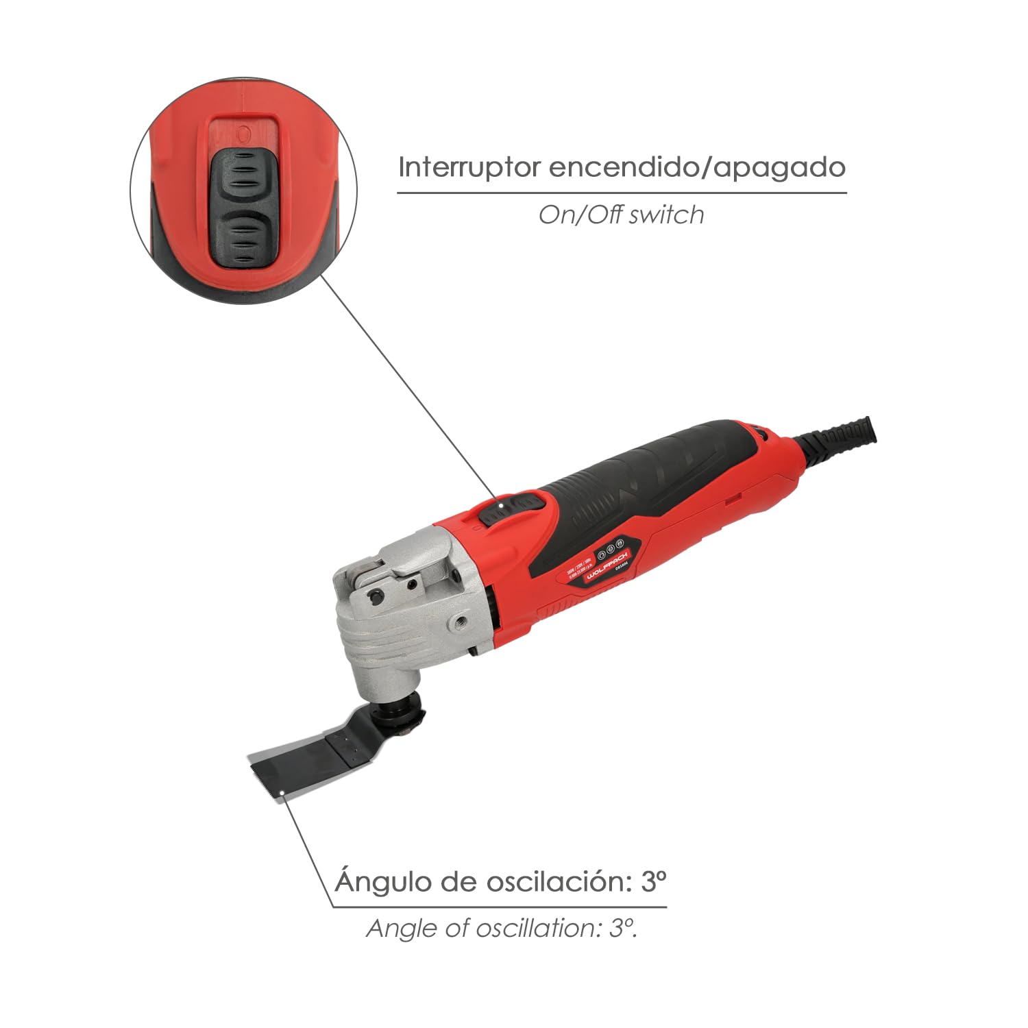 Strumento multifunzione oscillante da 300 Watt. Con accessori 23.000 giri/min