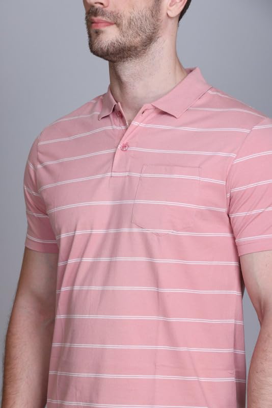 Image of SANE ORIGINALS Half Sleeve Polo T-Shirt for Men with Pocket || Stripe Collar and Pocket T-Shirt for Men Half Sleeves