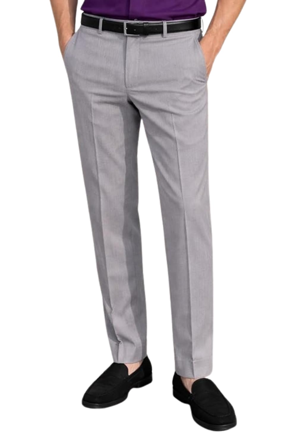 Men's Slim Fit Everyday Smart Wear Comfort Stretch Work Ready Textured Formal Trouser