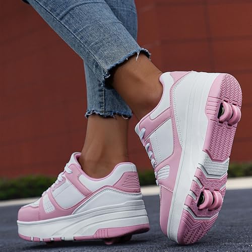 ANEFUN Pink Roller Skate Shoes for Kids Pink-white 1135 - Image 6